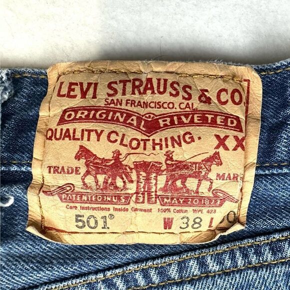 Levi’s 501xx Button Fly Blue Denim Y2K Jeans Men’s 36 x 30 Read - Picture 2 of 12